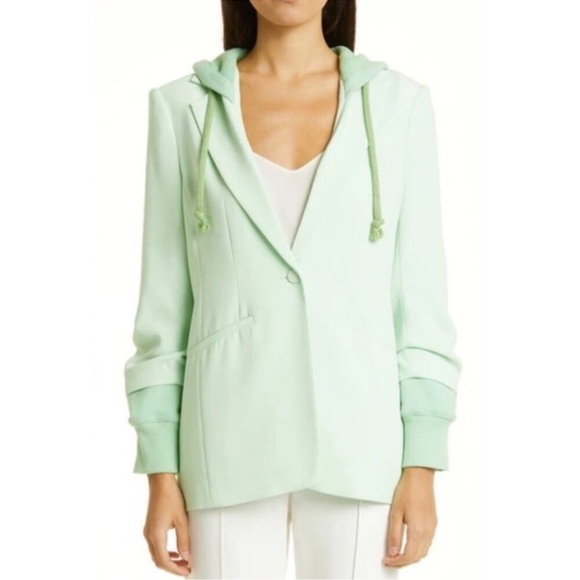 CINQ À SEPT Hooded Khloe Jacket In Green Papaya - Picture 2 of 10